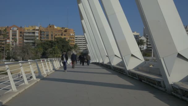 Menschen Gehen Auf Der Alameda Brücke — Stockvideo