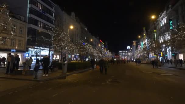 Praça Venceslau Visto Tempo Natal — Vídeo de Stock