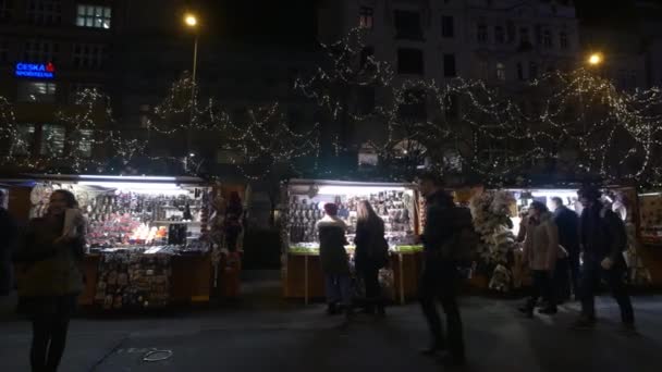 Kerstmarkt Met Straatstalletjes — Stockvideo