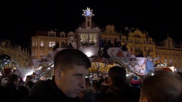 Geschmückter Straßenstand Eines Weihnachtsmarktes — Stockvideo