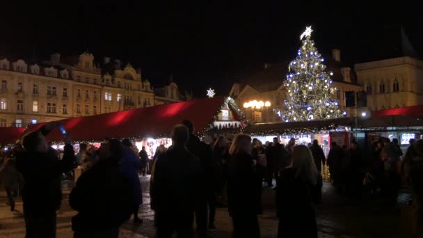 Wandelen Kerstmarkt Praag — Stockvideo