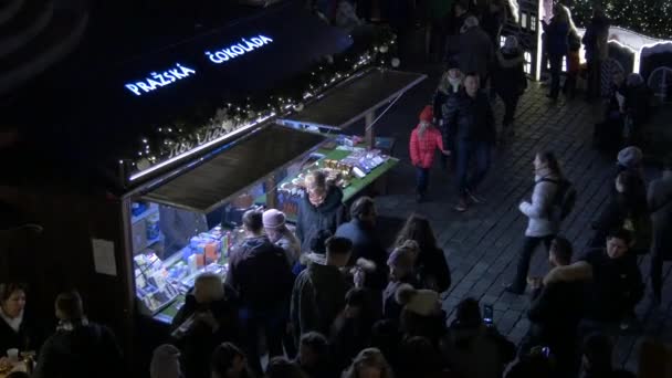 Hoge Hoek Van Een Straat Stal Een Kerst Markt — Stockvideo