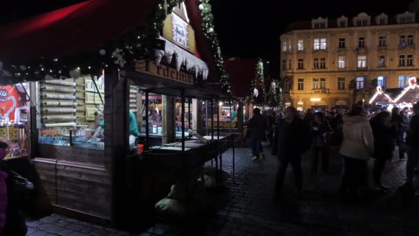 Food Stall Christmas Market — Stock Video