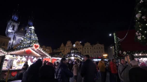 Het Oude Stadsplein Met Kerstmis Praag — Stockvideo