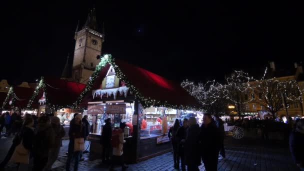 Karácsonyi Vásár Prágai Óváros Téren — Stock videók