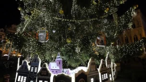 Inclinación Hacia Arriba Del Árbol Navidad — Vídeo de stock