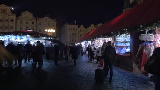 Turistas Mercado Navidad Praga — Vídeos de Stock