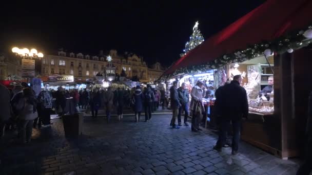 Mercado Natal Noite Praga — Vídeo de Stock