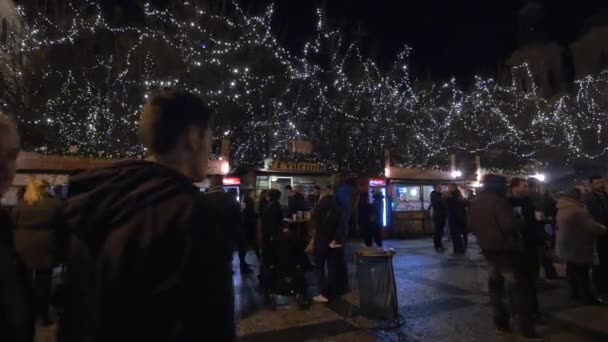 Dekorerade Träd Julmarknaden — Stockvideo