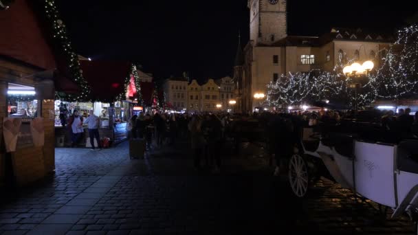 Christmas Market Night Prague — Stock Video