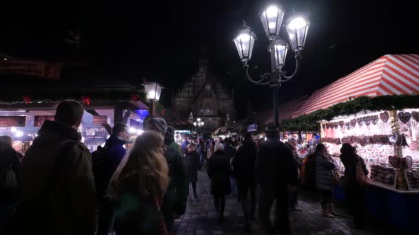 Turister Besöker Frankfurt Julmarknad — Stockvideo