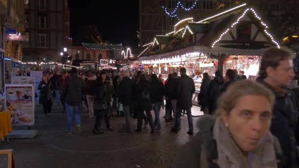 Прогулка Площади Ромерберг Рождество Франкфурт — стоковое видео
