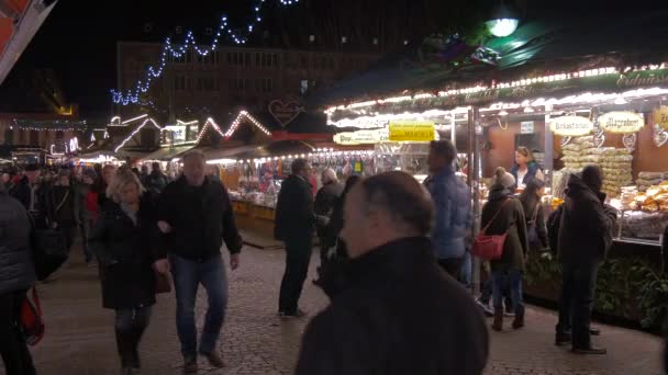 Passeggiando Bancarelle Alimentari Mercatino Natale Francoforte — Video Stock