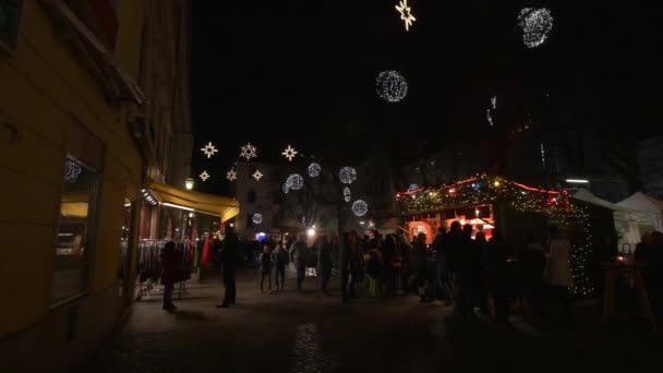 Mercado Navidad Por Noche Graz — Vídeos de Stock