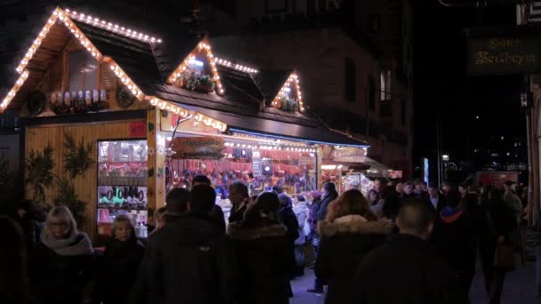 Puesto Carne Mercado Navidad Frankfurt — Vídeos de Stock