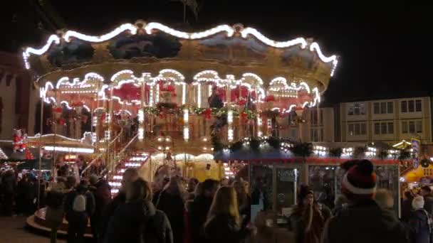 Carousel Rmerberg Christmas Market Frankfurt — Stock Video