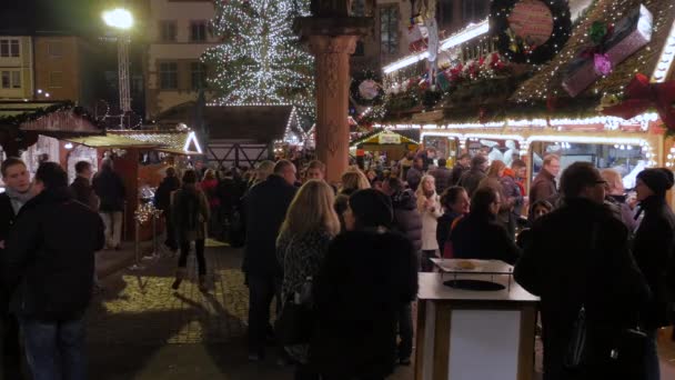 Många Människor Frankfurts Julmarknad — Stockvideo