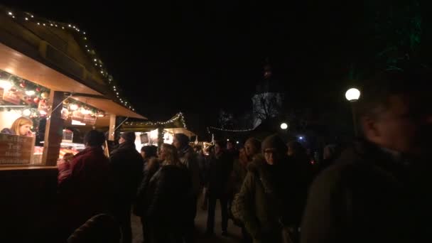 Buying Food Stall Christmas Market — Stock Video