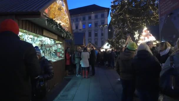 Hauptplatz Meydanı Ndaki Noel Pazarını Ziyaret Ediyorum — Stok video