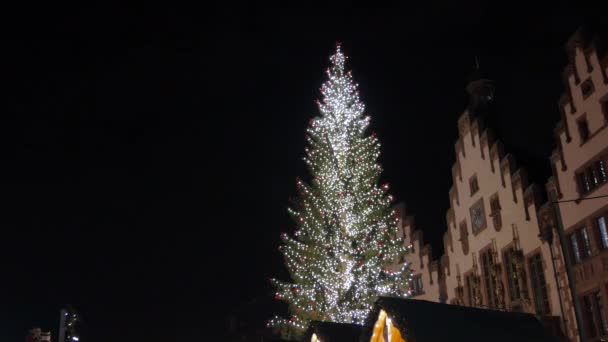 Kerstboom Traditionele Gebouwen Frankfurt — Stockvideo