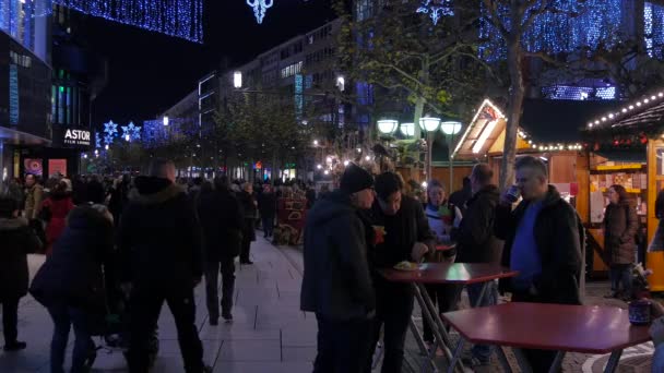 Zeil Street Christmas Stalls Frankfurt — Stock Video