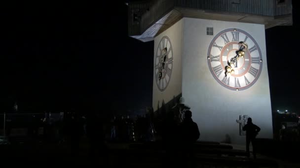 Clock Tower Seen Night — Stock Video