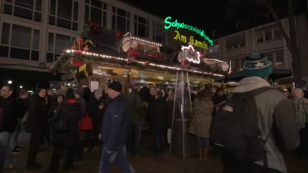 Kamin Und Die Menschen Auf Dem Weihnachtsmarkt — Stockvideo