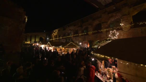 Piața Crăciun Văzută Noaptea — Videoclip de stoc