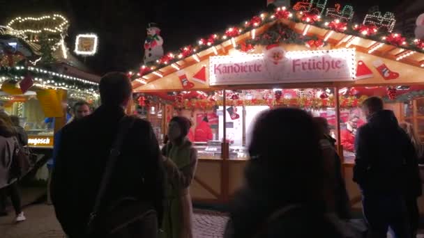 Food Stalls Christmas Market — Stock Video