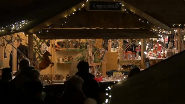 Wooden Souvenirs Christmas Market — Stock Video