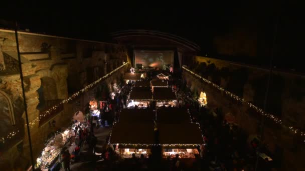 Mercado Navidad Viejas Paredes Vistas Por Noche — Vídeos de Stock