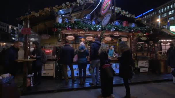 Buying Crepes Food Stall Christmas Market — Stock Video