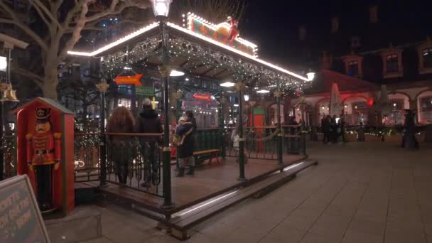 Χριστουγεννιάτικο Τρένο Ένα Der Hauptwache Πλατεία — Αρχείο Βίντεο