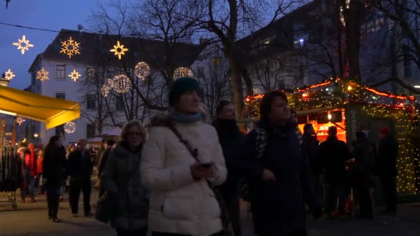 Vista Decorada Del Mercado Navidad — Vídeo de stock