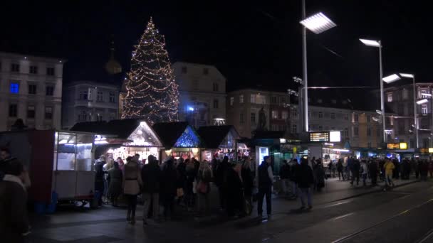 Mercado Navidad Visto Por Noche — Vídeos de Stock