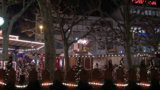 Tren Navidad Plaza Romarkt — Vídeo de stock