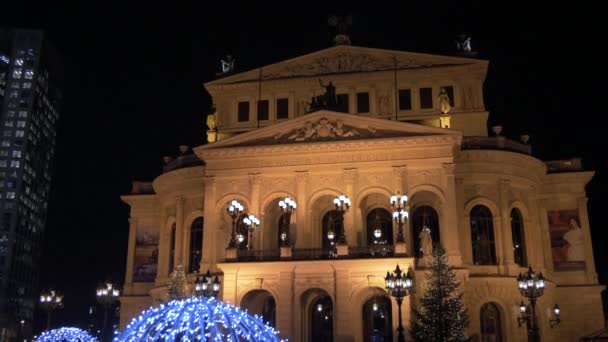 Alte Oper Och Fontän Dekorationer Frankfurt — Stockvideo