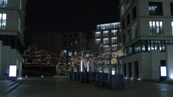 Frankfurt Taki Aydınlık Ağaçlar Modern Binalar — Stok video