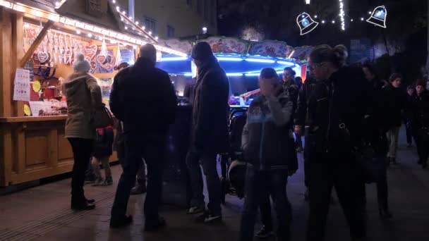 Adults Children Christmas Market — Stock Video