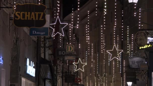 Kerstverlichting Sterren Salzburg — Stockvideo
