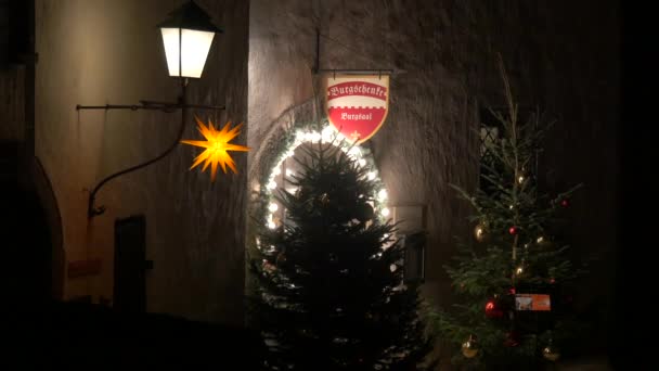 Christmas Tree Burgschenke Restaurant Sign — Stock Video