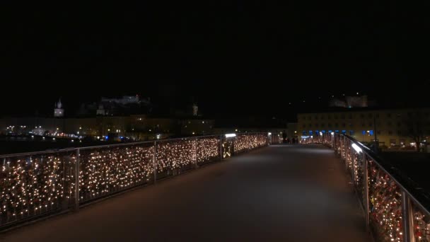 Makartsteg Most Salzburgu Boże Narodzenie — Wideo stockowe