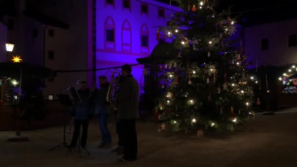 Cuarteto Latón Mercado Navidad — Vídeo de stock