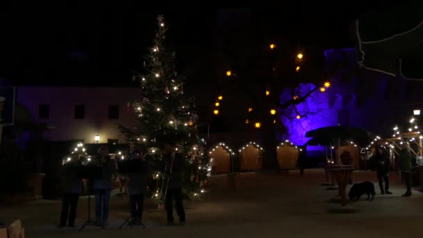 Cuarteto Latón Mercado Navidad Salzburgo — Vídeo de stock