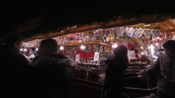 Dulces Puesto Mercado Navidad — Vídeos de Stock