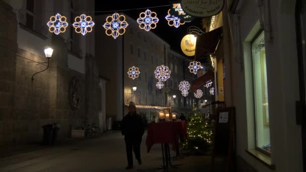 Karácsonyi Hópehely Díszek Salzburgban — Stock videók