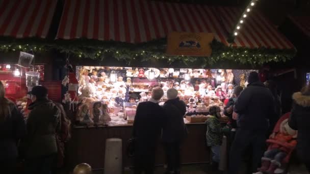 Stalls Toys Childrens Christmas Market — Stock Video