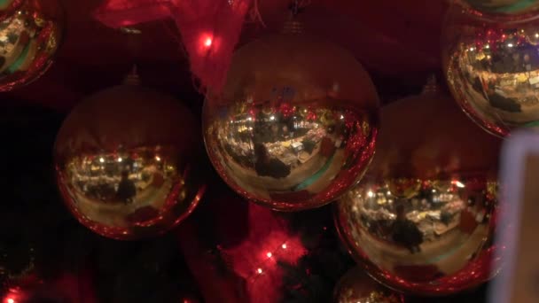 Αντανάκλαση Χριστουγεννιάτικες Λάμπες — Αρχείο Βίντεο