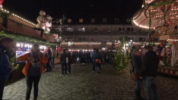 Puestos Carrusel Mercado Navidad — Vídeos de Stock