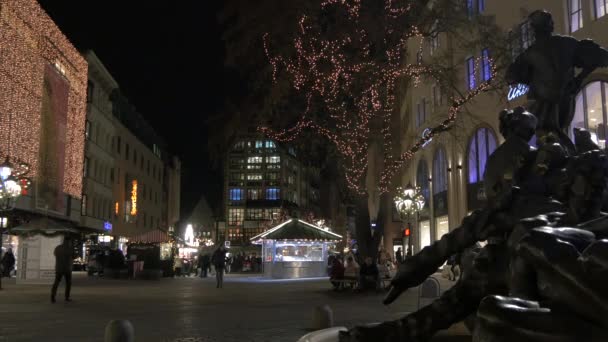 Rua Decorada Com Luzes Natal Nuremberga — Vídeo de Stock